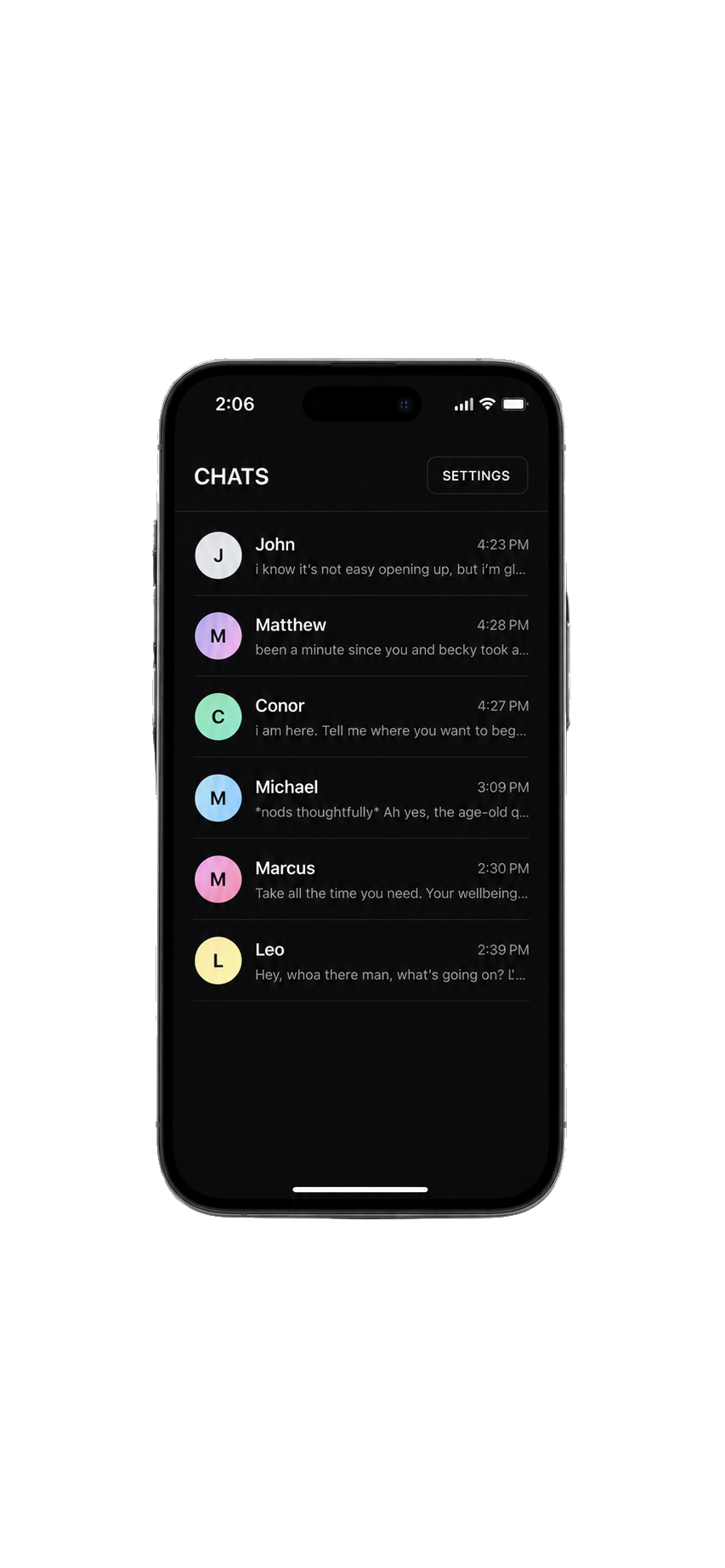 Chats list preview
